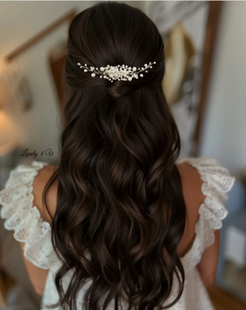PIEPTAN MIREASA, DIADEMA MIREASA, ACCESORIU PAR MIREASA, ACCESORII DE PAR MIRESE, ACCESORII NUNTA, ACCESORII CU PERLE, DIADEMA CU PERLE, PIEPTAN VOAL MIREASA, BIJUTERII PAR MIREASA, CORONITA, TIARA [2]