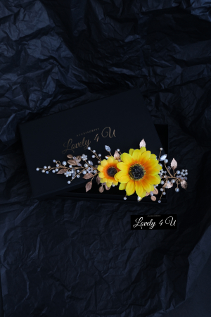 Accesorii cu floarea soarelui, Bijuterii floarea soarelui, diademe cu flori, accesorii handmade, PIEPTAN MIREASA, DIADEMA MIREASA, ACCESORIU PAR MIREASA, ACCESORII DE PAR MIRESE, ACCESORII NUNTA, ACCESORII CU PERLE, DIADEMA CU PERLE, PIEPTAN VOAL MIREASA, BIJUTERII PAR MIREASA, [9]