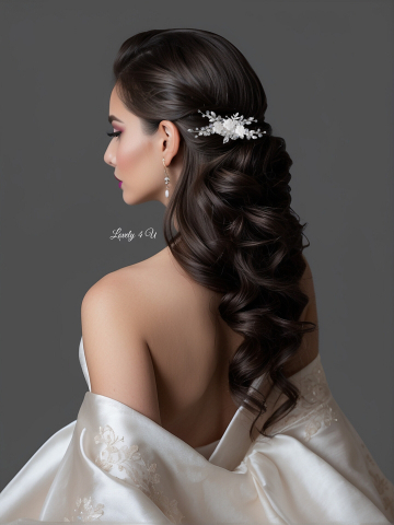 Agrafa coc mireasa, agrafa cu pietricele, diadema mireasa, accesorii de par pentru mirese, Accesorii LOVELY4U, Bijuterii mireasa, Diadema mireasa, tiara cu flori, diadema cu flori, pieptan mic mireasa [1]
