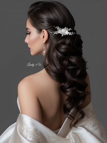 Agrafa coc mireasa, agrafa cu pietricele, diadema mireasa, accesorii de par pentru mirese, Accesorii LOVELY4U, Bijuterii mireasa, Diadema mireasa, tiara cu flori, diadema cu flori, pieptan mic mireasa [4]