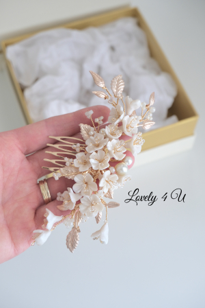 Accesorii Lovely 4 U, bijuterii par mireasa, Accesorii flori de cireș, Ornament de par flori de cireș, Diadema flori de cireș, Bijuterii mireasa, Pieptan cu flori, Pieptan mireasa cu frunze, Pieptan voal mireasa, decoratiune de par mireasa, Accesoriu flori de cireș si cristale Swarovski,  accesoriu lateral, accesoriu mireasa, accesoriu par, argintiu, auriu, bucuresti, cluj, diadema mireasa, flori, frunze, iasi, pieptene , accesorii mirese, mireasa, tiara, Timisoara [10]