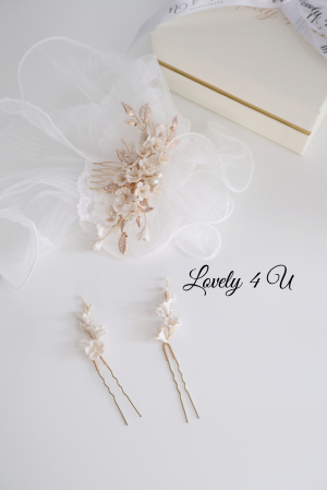 Accesorii Lovely 4 U, bijuterii par mireasa, Accesorii flori de cireș, Ornament de par flori de cireș, Diadema flori de cireș, Bijuterii mireasa, Pieptan cu flori, Pieptan mireasa cu frunze, Pieptan voal mireasa, decoratiune de par mireasa, Accesoriu flori de cireș si cristale Swarovski,  accesoriu lateral, accesoriu mireasa, accesoriu par, argintiu, auriu, bucuresti, cluj, diadema mireasa, flori, frunze, iasi, pieptene , accesorii mirese, mireasa, tiara, Timisoara [12]