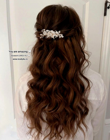 Accesorii Lovely 4 U, bijuterii par mireasa, Accesorii flori de cireș, Ornament de par flori de cireș, Diadema flori de cireș, Bijuterii mireasa, Pieptan cu flori, Pieptan mireasa cu frunze, Pieptan voal mireasa, decoratiune de par mireasa, Accesoriu flori de cireș si cristale Swarovski,  accesoriu lateral, accesoriu mireasa, accesoriu par, argintiu, auriu, bucuresti, cluj, diadema mireasa, flori, frunze, iasi, pieptene , accesorii mirese, mireasa, tiara, Timisoara [5]