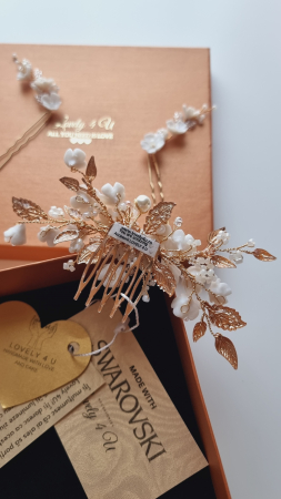 Accesorii Lovely 4 U, bijuterii par mireasa, Accesorii flori de cireș, Ornament de par flori de cireș, Diadema flori de cireș, Bijuterii mireasa, Pieptan cu flori, Pieptan mireasa cu frunze, Pieptan voal mireasa, decoratiune de par mireasa, Accesoriu flori de cireș si cristale Swarovski,  accesoriu lateral, accesoriu mireasa, accesoriu par, argintiu, auriu, bucuresti, cluj, diadema mireasa, flori, frunze, iasi, pieptene , accesorii mirese, mireasa, tiara, Timisoara [20]