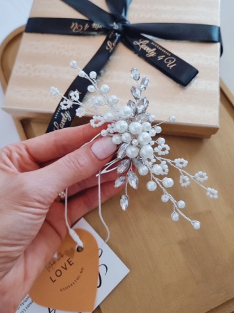 PIEPTAN MIREASA, DIADEMA MIREASA, ACCESORIU PAR MIREASA, ACCESORII DE PAR MIRESE, ACCESORII NUNTA, ACCESORII CU PERLE, DIADEMA CU PERLE, PIEPTAN VOAL MIREASA, BIJUTERII PAR MIREASA, CORONITA, TIARA [6]