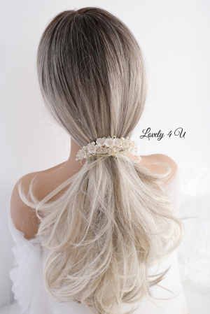 Diadema cu flori, diadema mireasa cu flori, pieptan decorativ mireasa, accesoriu cu flori, accesoriu par mireasa, agrafa mireasa, [14]