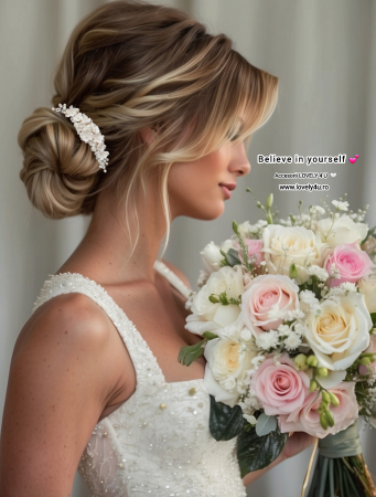 Diadema cu flori, diadema mireasa cu flori, pieptan decorativ mireasa, accesoriu cu flori, accesoriu par mireasa, agrafa mireasa,