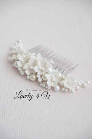 Diadema cu flori, diadema mireasa cu flori, pieptan decorativ mireasa, accesoriu cu flori, accesoriu par mireasa, agrafa mireasa, [7]