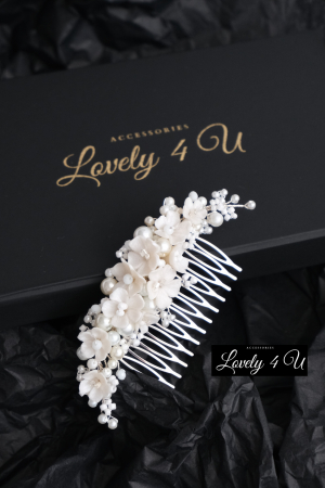 Diadema cu flori, diadema mireasa cu flori, pieptan decorativ mireasa, accesoriu cu flori, accesoriu par mireasa, agrafa mireasa, [6]