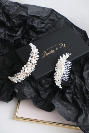 Diadema cu flori, diadema mireasa cu flori, pieptan decorativ mireasa, accesoriu cu flori, accesoriu par mireasa, agrafa mireasa, [9]