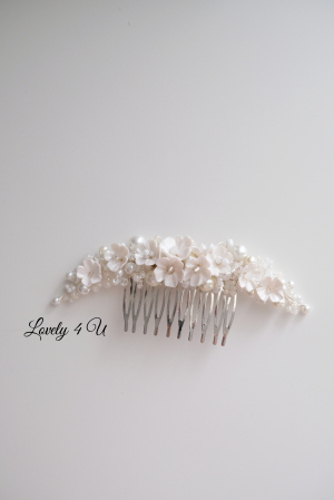 Diadema cu flori, diadema mireasa cu flori, pieptan decorativ mireasa, accesoriu cu flori, accesoriu par mireasa, agrafa mireasa, [10]