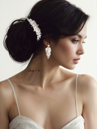 Diadema cu flori, diadema mireasa cu flori, pieptan decorativ mireasa, accesoriu cu flori, accesoriu par mireasa, agrafa mireasa, [4]