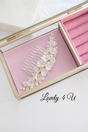 Diadema cu flori, diadema mireasa cu flori, pieptan decorativ mireasa, accesoriu cu flori, accesoriu par mireasa, agrafa mireasa, [18]
