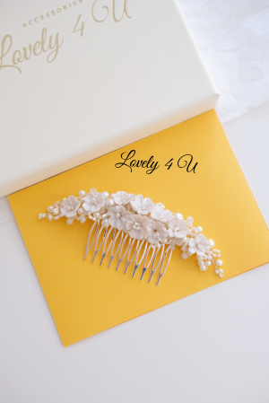 Diadema cu flori, diadema mireasa cu flori, pieptan decorativ mireasa, accesoriu cu flori, accesoriu par mireasa, agrafa mireasa, [16]