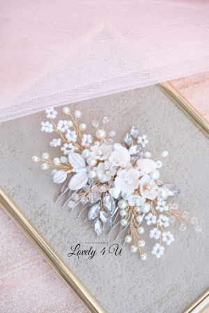 ACCESORIU BOEM MIREASA, ACCESORII LOVELY 4 U, BIJUTERII MIREASA,accesoriu coc mireasa, accesoriu păr mireasă,accesoriu par romantic, pieptene flori mireasa, DIADEMA MIREASA, pieptene auriu mireasa [8]