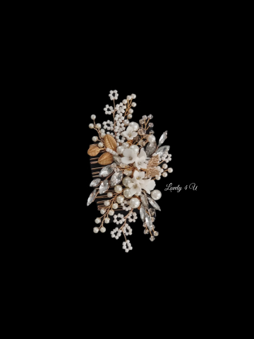 ACCESORIU BOEM MIREASA, ACCESORII LOVELY 4 U, BIJUTERII MIREASA,accesoriu coc mireasa, accesoriu păr mireasă,accesoriu par romantic, pieptene flori mireasa, DIADEMA MIREASA, pieptene auriu mireasa [1]