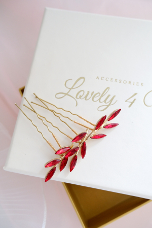 Agrafe coc cu pietricele rosii, Bijuterii , Lovely4u, Accesorii LOVELY 4 U, agrafe mireasa, Pin coc mireasa, Accesorii mireasa, accesorii de par pentru mireasa, Bijuterii mireasa, Cadou pentru ea, [7]