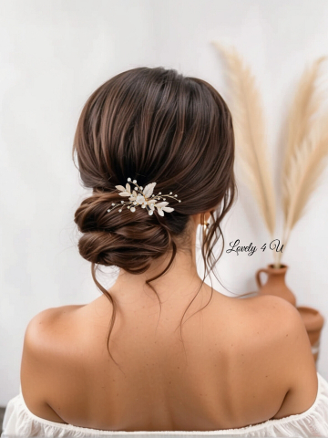 Accesorii Lovely 4 U, Accesorii de păr cu flori, Accesorii mireasă de lux, Diadema cu elemente Swarovski, bijuterii Swarovski, agrafă par, Accesoriu mic de par, [5]