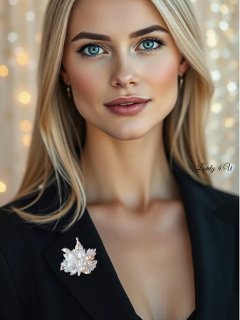 Magia din Tine” – Broșă Frunză cu Perle ale Feminității : perle Baroc, perle naturale, perle Swarovski, piata lunii, broșă eleganta handmade cu mesaj pe verso : YOU ARE BEAUTIFUL, YOU ARE AMAZING [3]