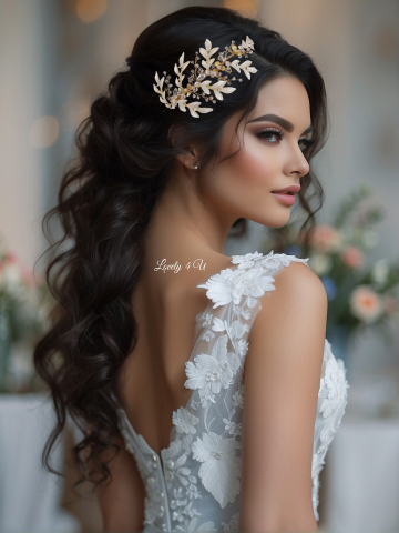 Coronita Swarovski, Coronita mireasa, Tiara mireasa, Diadema mireasa, Accesorii de par mireasa, Accesorii de par pentru mirese, Bijuterii mireasa, Accesori Lovely 4 U, coafuri mireasa 2024, Mireasa2024, Coronita asimetrica, coronita cu frunze, Coronita swarovski [6]