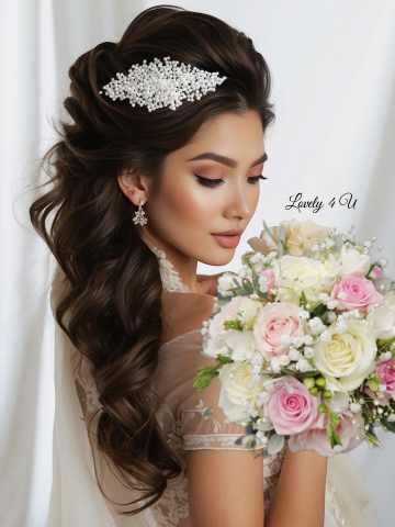 Agrafa cu perle albe, Accesorii cu perle albe, Coafuri mireasa, Diadema mireasa,Bijuterii mireasa, Agrafa cu perle mireasa, Pieptan voal mireasa , Coronita mireasa, Accesorii de par mireasa, Accesorii Lovely4U [2]