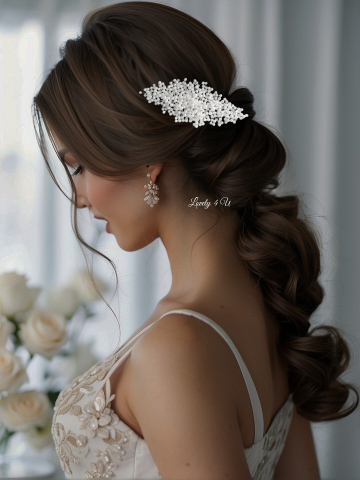 Agrafa cu perle albe, Accesorii cu perle albe, Coafuri mireasa, Diadema mireasa,Bijuterii mireasa, Agrafa cu perle mireasa, Pieptan voal mireasa , Coronita mireasa, Accesorii de par mireasa, Accesorii Lovely4U [5]