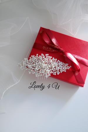 Agrafa cu perle albe, Accesorii cu perle albe, Coafuri mireasa, Diadema mireasa,Bijuterii mireasa, Agrafa cu perle mireasa, Pieptan voal mireasa , Coronita mireasa, Accesorii de par mireasa, Accesorii Lovely4U [4]