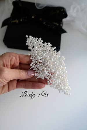 Agrafa cu perle albe, Accesorii cu perle albe, Coafuri mireasa, Diadema mireasa,Bijuterii mireasa, Agrafa cu perle mireasa, Pieptan voal mireasa , Coronita mireasa, Accesorii de par mireasa, Accesorii Lovely4U [17]