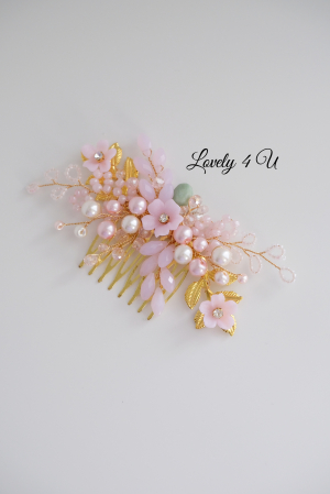 ACCESORIU BOEM MIREASA, ACCESORII LOVELY 4 U, BIJUTERII MIREASA,accesoriu coc mireasa, accesoriu păr mireasă,accesoriu par romantic, pieptene flori mireasa, pieptene flori pastel, pieptene roz mireasa [11]