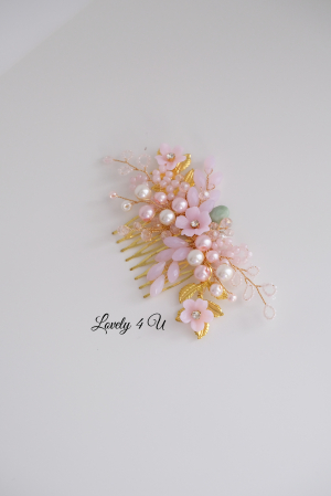 ACCESORIU BOEM MIREASA, ACCESORII LOVELY 4 U, BIJUTERII MIREASA,accesoriu coc mireasa, accesoriu păr mireasă,accesoriu par romantic, pieptene flori mireasa, pieptene flori pastel, pieptene roz mireasa [14]