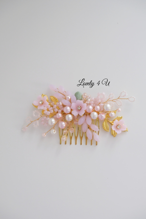 ACCESORIU BOEM MIREASA, ACCESORII LOVELY 4 U, BIJUTERII MIREASA,accesoriu coc mireasa, accesoriu păr mireasă,accesoriu par romantic, pieptene flori mireasa, pieptene flori pastel, pieptene roz mireasa [13]