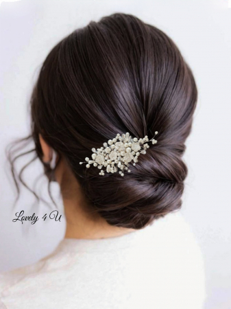PIEPTAN MIREASA, DIADEMA MIREASA, ACCESORIU PAR MIREASA, ACCESORII DE PAR MIRESE, ACCESORII NUNTA, ACCESORII CU PERLE, DIADEMA CU PERLE, PIEPTAN VOAL MIREASA, BIJUTERII PAR MIREASA, CORONITA, TIARA, diadema cu flori, diadema argint, agrafe coc, Diadema coc mireasa, Set bijuterii mireasa [7]
