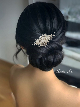 PIEPTAN MIREASA, DIADEMA MIREASA, ACCESORIU PAR MIREASA, ACCESORII DE PAR MIRESE, ACCESORII NUNTA, ACCESORII CU PERLE, DIADEMA CU PERLE, PIEPTAN VOAL MIREASA, BIJUTERII PAR MIREASA, CORONITA, TIARA, diadema cu flori, diadema argint, agrafe coc, Diadema coc mireasa, Set bijuterii mireasa [8]