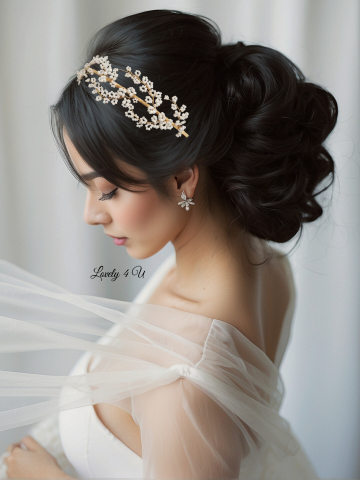 acceorii de lux, acceoriu perle,coafura mireasa,coronita din perle,  coronita perle mireasa, idei nunta, coronita mireasa, coronita pietricele mici, diadema mireasa, mireasa 2023, Accesorii LOVELY 4 U [8]