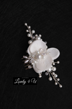 ACCESORII LOVELY4 U, DIADEMA MIREASA, COAFURA MIREASA, AGRAFA ORHIDEE, ACCESORII PAR ORHIDEE, ACCESORII DE PAR MIREASA, BIJUTERII ORHIDEE, FLORI ORHIDEE ALBA, ACCESORII CU FLORI ORHIDEE,TIARA, PIEPTAN [10]