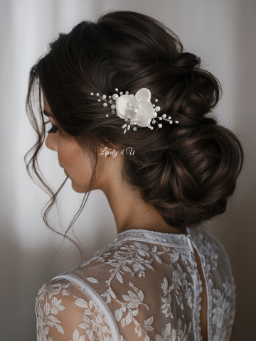 ACCESORII LOVELY4 U, DIADEMA MIREASA, COAFURA MIREASA, AGRAFA ORHIDEE, ACCESORII PAR ORHIDEE, ACCESORII DE PAR MIREASA, BIJUTERII ORHIDEE, FLORI ORHIDEE ALBA, ACCESORII CU FLORI ORHIDEE,TIARA, PIEPTAN [18]