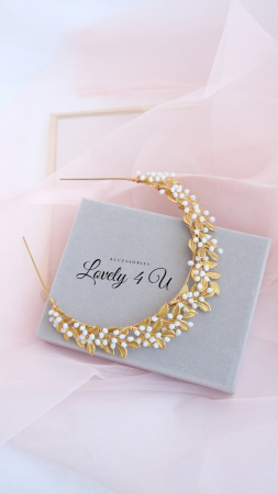CORONITA STIL GRECESC, ACCESORII STIL GRECESC, BIJUTERII STIL GRECESC, CORONITA CU FRUNZE, TIARA CU FRUNZE, FRUNZE AURII, ACCESORII FRUNZE AURI, TIARA FRUNZE AURI, ACCESORII LOVELY 4 U,TIARA, CORONITA [2]