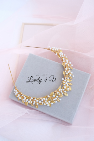 CORONITA STIL GRECESC, ACCESORII STIL GRECESC, BIJUTERII STIL GRECESC, CORONITA CU FRUNZE, TIARA CU FRUNZE, FRUNZE AURII, ACCESORII FRUNZE AURI, TIARA FRUNZE AURI, ACCESORII LOVELY 4 U,TIARA, CORONITA [10]