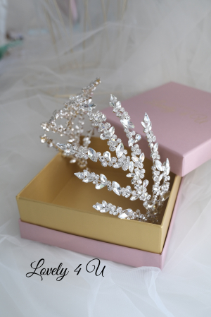 Coroniță dubla mireasă, coronita cu Swarovski, coronita mireasă, tiară mireasa, diadema mireasa, coronita cu Swarovski, coronita de lux mireasă, Diadema de lux mireasă, accesorii Lovely 4 U, TIA [13]