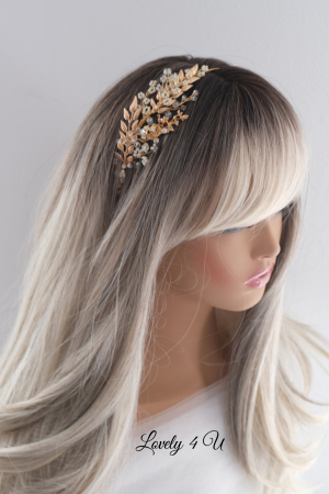 coronita asimetrica, coronita aurie, coronita mireasa, coronita cununie civila,  coronita stil grecesc, tiara cu frunze, tiara aurie, accesorii lovely 4u, bijuterii mireasa, tiara, diadema mireasa, bentita mireasa, cordeluta mireasa, accesorii [2]