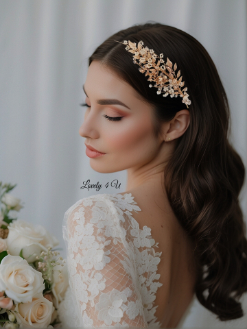 coronita asimetrica, coronita aurie, coronita mireasa, coronita cununie civila,  coronita stil grecesc, tiara cu frunze, tiara aurie, accesorii lovely 4u, bijuterii mireasa, tiara, diadema mireasa, bentita mireasa, cordeluta mireasa, accesorii [7]