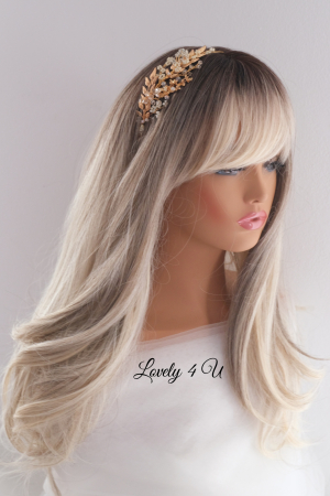 coronita asimetrica, coronita aurie, coronita mireasa, coronita cununie civila,  coronita stil grecesc, tiara cu frunze, tiara aurie, accesorii lovely 4u, bijuterii mireasa, tiara, diadema mireasa, bentita mireasa, cordeluta mireasa, accesorii [5]
