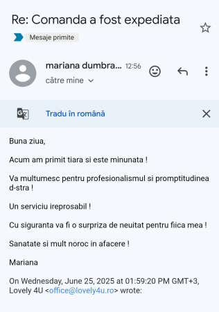 Coronita mireasă cu flori ivory REYA - CORONITA handmade bază placată cu argint, perle, cristale , și mesaj motivațional YOU ARE BEAUTIFUL - realizată manual in Romania [3]