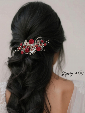 PIEPTAN MIREASA, DIADEMA MIREASA, ACCESORIU PAR MIREASA, ACCESORII DE PAR MIRESE, ACCESORII NUNTA, ACCESORII CU PERLE, DIADEMA CU PERLE, PIEPTAN VOAL MIREASA, BIJUTERII PAR MIREASA, CORONITA, TIARA [2]