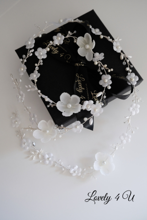 accesorii par handmade, accesorii par impletit, bijuterii mireasa, bijuterii par, ACCESORII LOVELY 4 U, GHIRLANDA CU PERLE, [16]