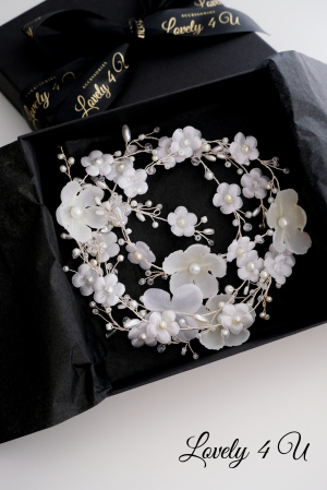 accesorii par handmade, accesorii par impletit, bijuterii mireasa, bijuterii par, ACCESORII LOVELY 4 U, GHIRLANDA CU PERLE, [19]