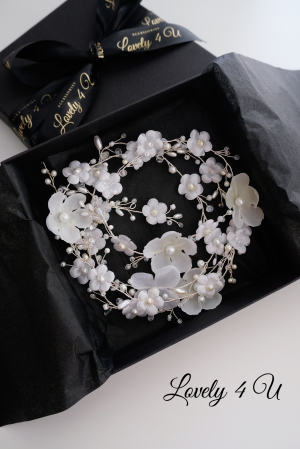 accesorii par handmade, accesorii par impletit, bijuterii mireasa, bijuterii par, ACCESORII LOVELY 4 U, GHIRLANDA CU PERLE, [20]