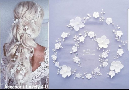 accesorii par handmade, accesorii par impletit, bijuterii mireasa, bijuterii par, ACCESORII LOVELY 4 U, GHIRLANDA CU PERLE, [2]