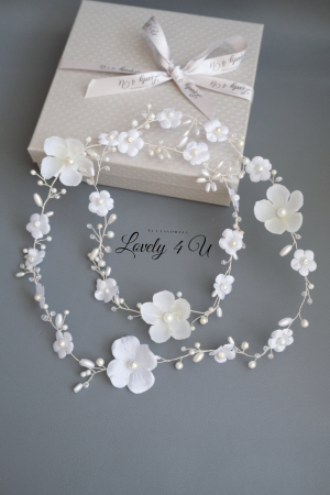 accesorii par handmade, accesorii par impletit, bijuterii mireasa, bijuterii par, ACCESORII LOVELY 4 U, GHIRLANDA CU PERLE, [7]
