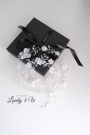 accesorii par handmade, accesorii par impletit, bijuterii mireasa, bijuterii par, ACCESORII LOVELY 4 U, GHIRLANDA CU PERLE, [11]